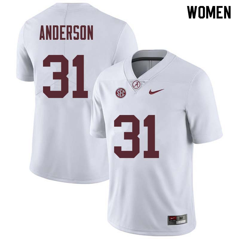 Alabama Crimson Tide Women's Keaton Anderson #31 White NCAA Nike Authentic Stitched College Football Jersey KD16A41TI